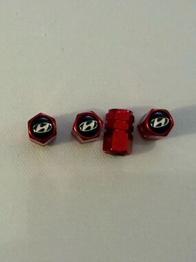 Hyundai Valve Stem Caps in Red Set of 4 NWT